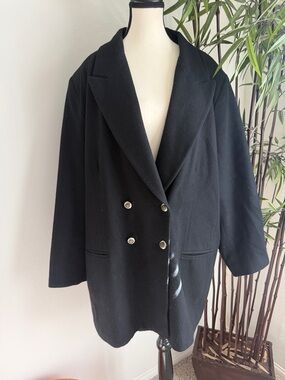 Roaman's Black Double-Breasted Women's Blazer Jacket